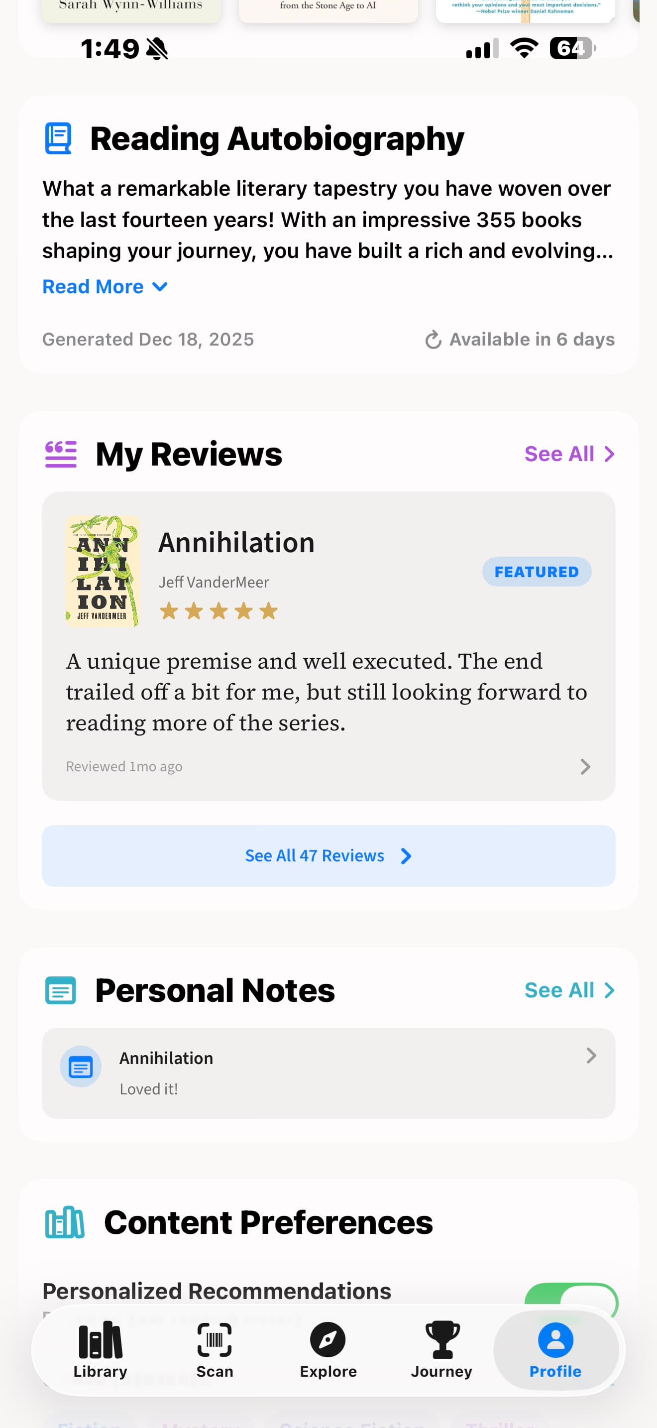 BookOwl AI-generated reading biography
