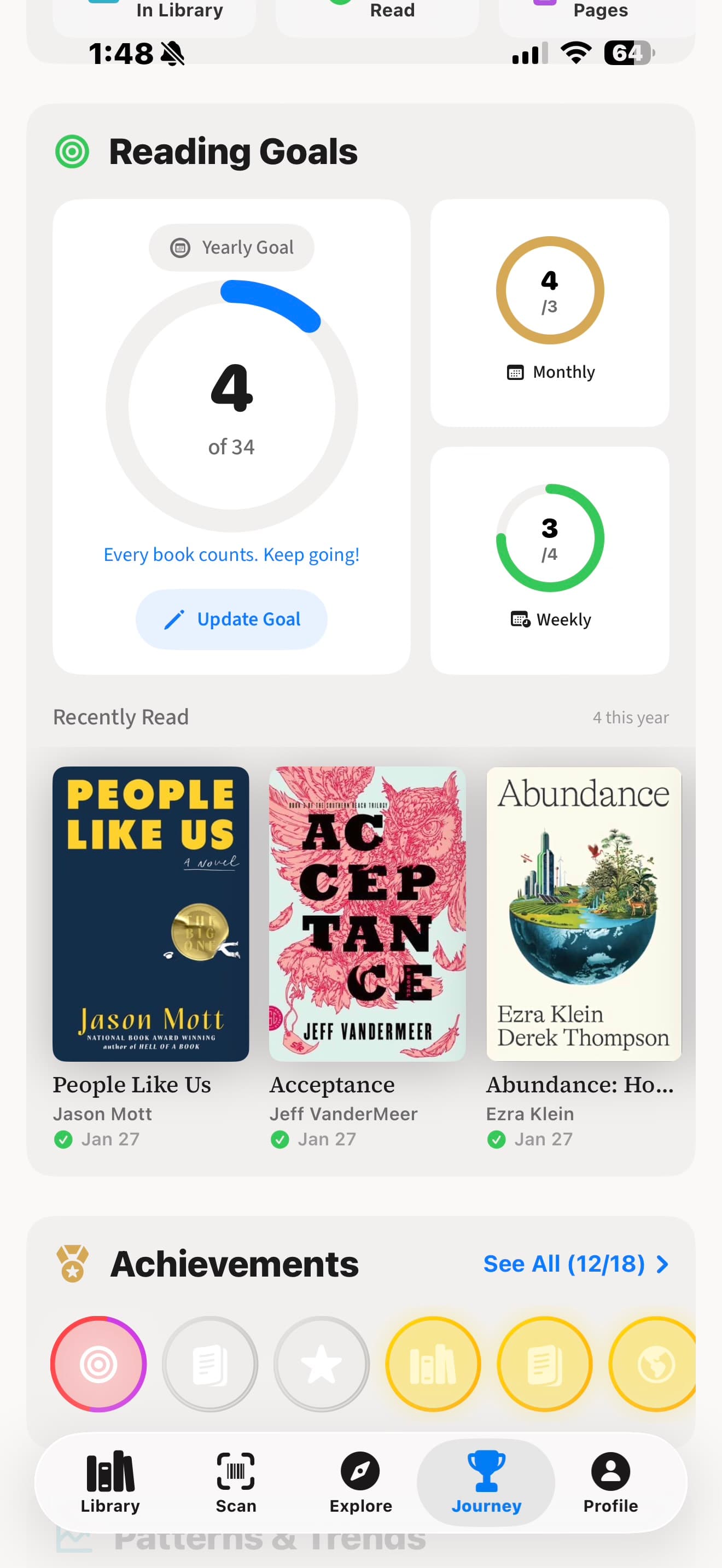 BookOwl reading goals and achievements