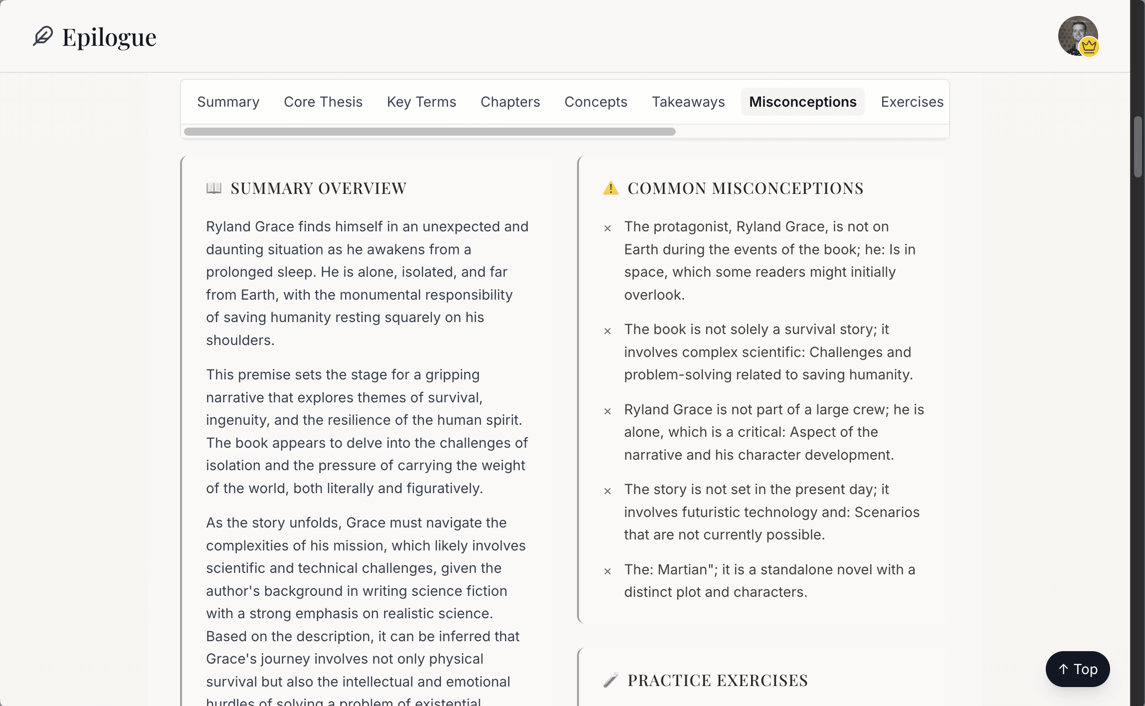 Epilogue generated study guide