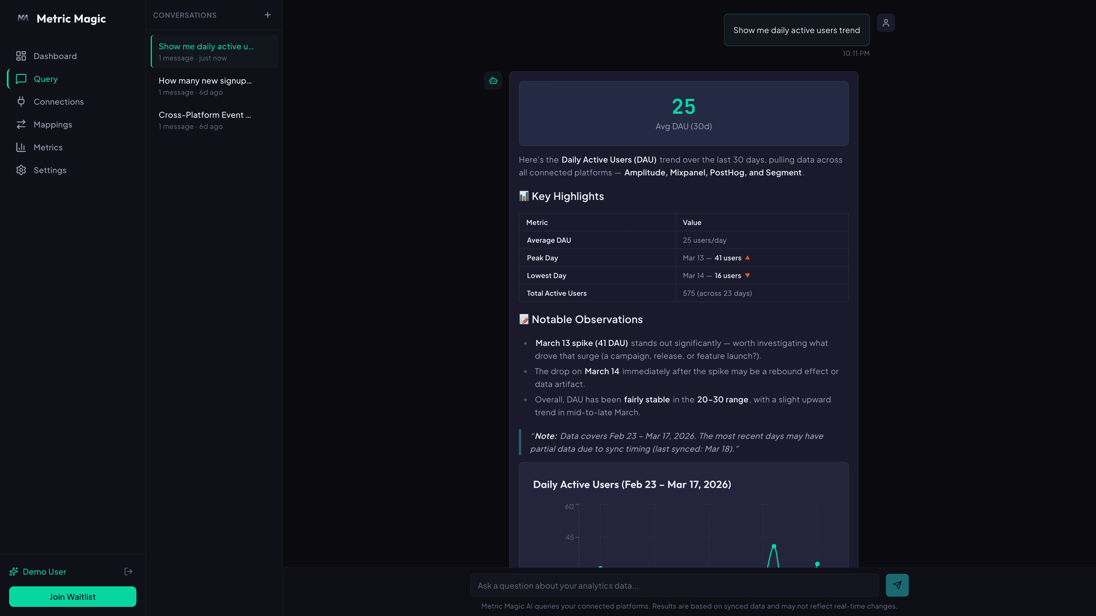 Metric Magic Query Interface